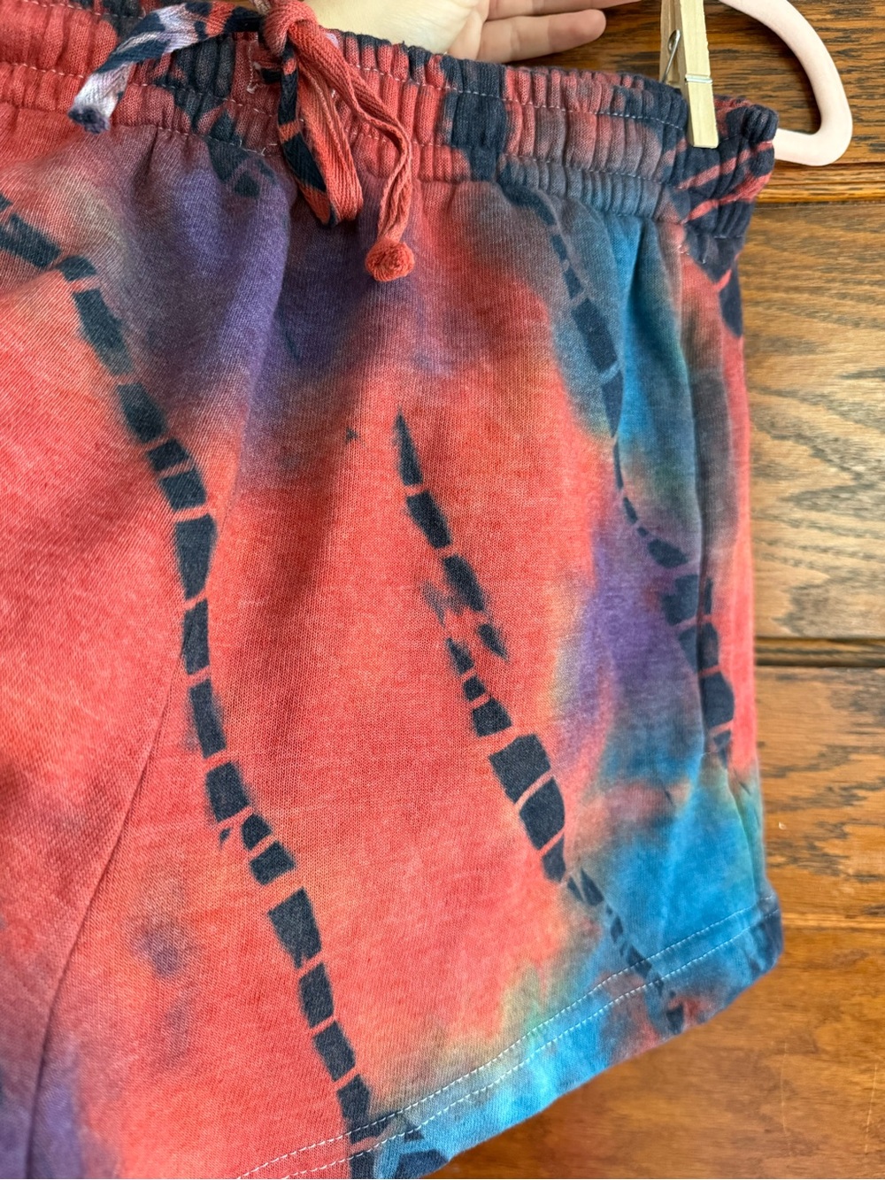 AVIATOR NATION Hand Dyed Lounger Zip Shorts High Waist Tie Dye Drawstring L - Picture 3 of 8